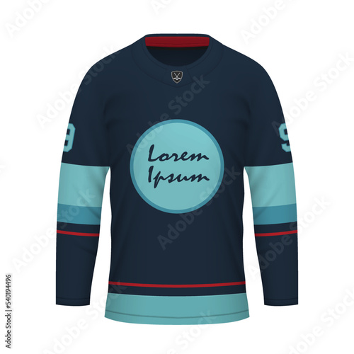 Realistic Ice Hockey shirt of Seattle, jersey template