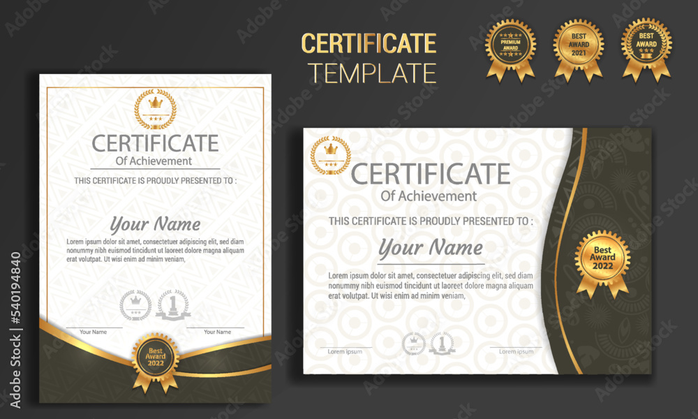 Certificate template with elegant corner frame and luxury realistic ...