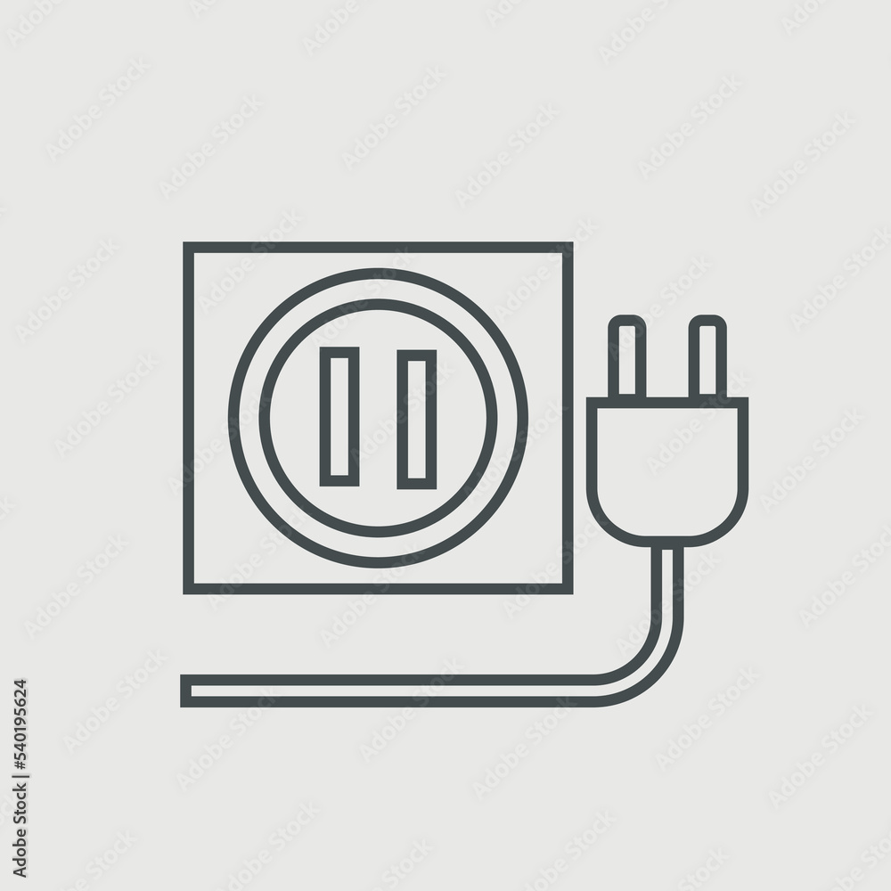 Plug and socket vector icon illustration sign Plug and socket vector icon illustration sign