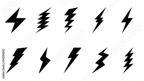 Thunder sign set. Flash icons Set of lightning icon. Lightning bolt, thunder bolt signs. Energy symbol. Charge icon