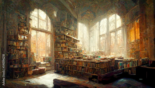 Old library as panorama background