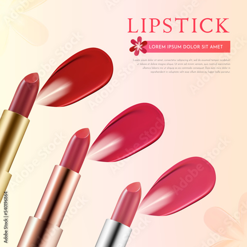 Realistic Lipstick Cosmetic Product Banner Template