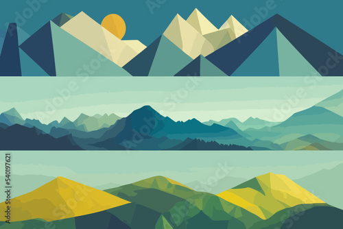 landscape illustration set vector banners set