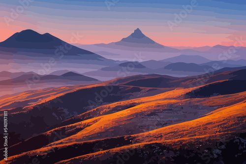 Fototapeta Naklejka Na Ścianę i Meble -  mountain morning landscape panoramic type