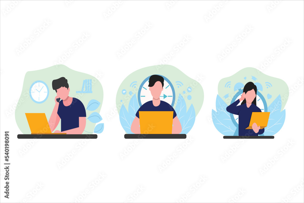 Online Learning Flat Design Illustration Online Learning Flat Design Illustration