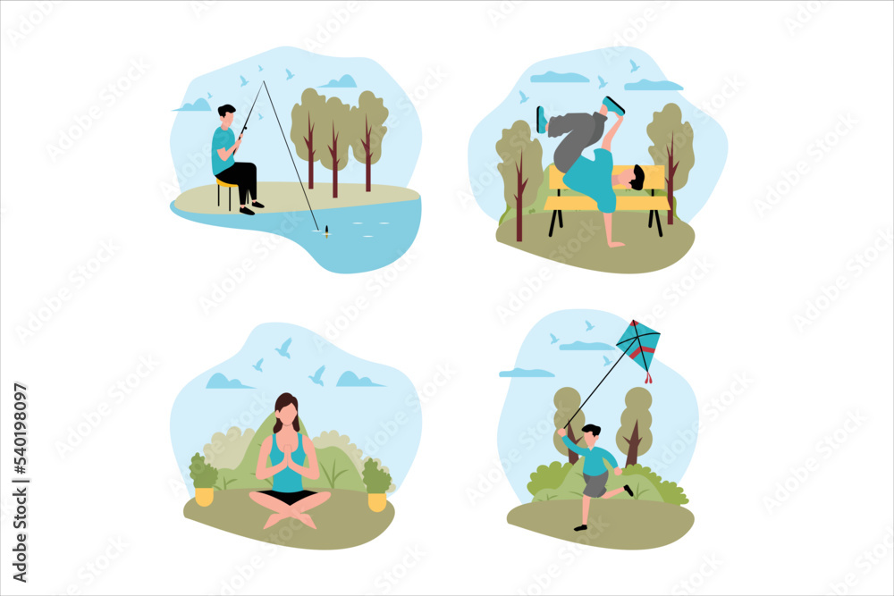 Fototapeta premium Weekend Activity Flat Design Illustration