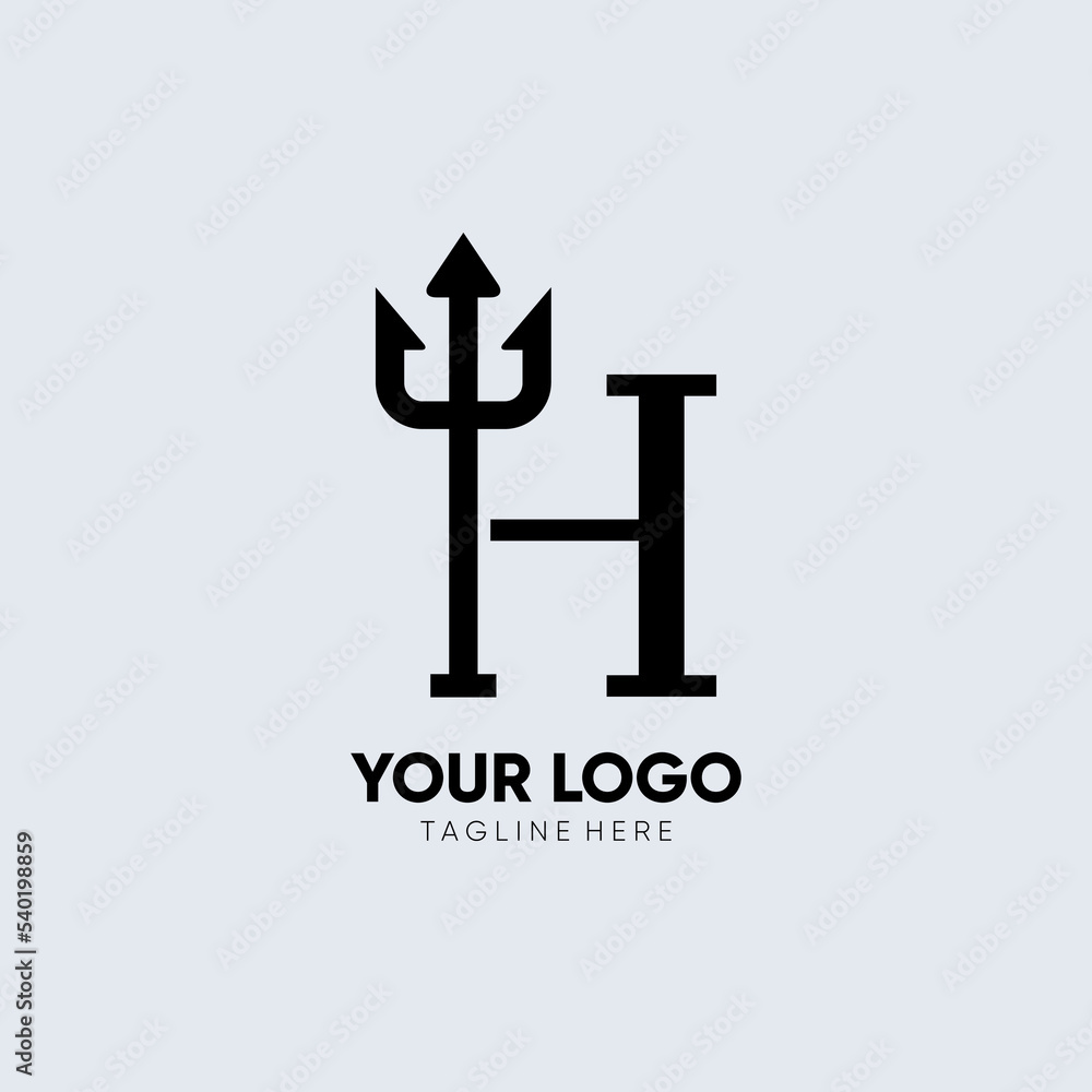 Letter H Trident Logo Design Icon Vector Emblem Graphic Illustration Letter H Trident Logo Design Icon Vector Emblem Graphic Illustration