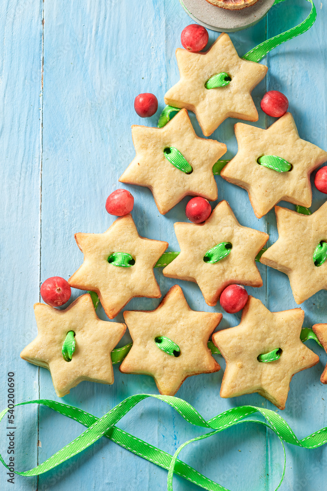 Delicious butter cookies chain for Christmas tree. Delicious butter cookies chain for Christmas tree.