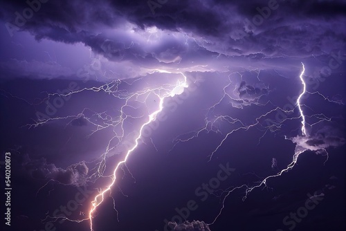 Sky and clouds with lightning.