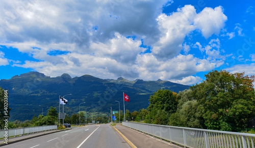 Grenzübergang Liechtenstein-Schweiz bei CH-Sevelen SG 