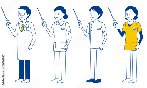 医療従事者（医師・看護師・理学療法士・放射線技師）のイラストセット（ポイント）