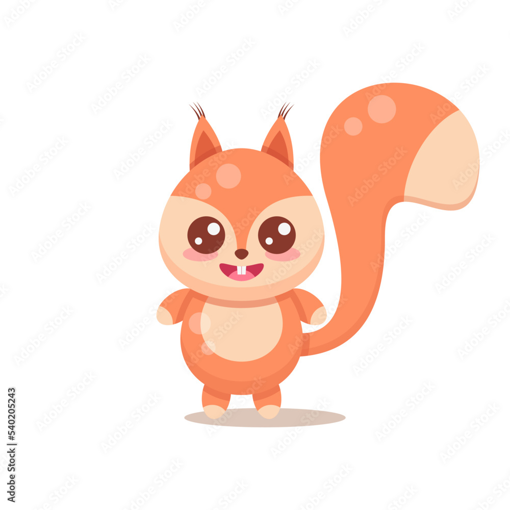 vector cartoon character of squirrel in flat style