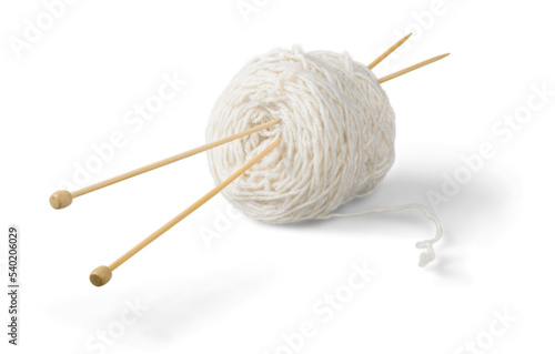 Bilde på lerret Knitting wool isolated ball of wool ball of yarn yarn knitting needles