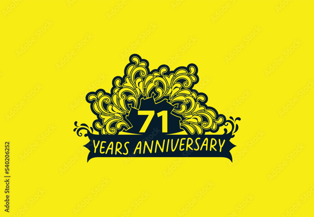 Fototapeta premium 71 years anniversary logo and sticker design template