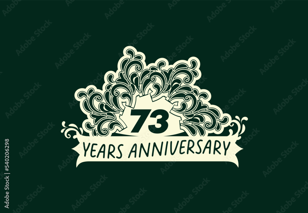 73 years anniversary logo and sticker design template