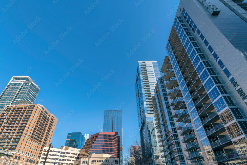 Austin, Texas- Cityscape with classic and modern mid-rise to high-rise buildings