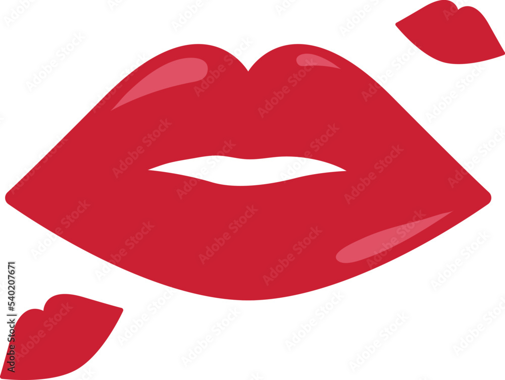 Red woman lips isolated on white background. Lipstick kisses. Love, romantic, valentine's day vector flat illustration Red woman lips isolated on white background. Lipstick kisses. Love, romantic, valentine's day vector flat illustration