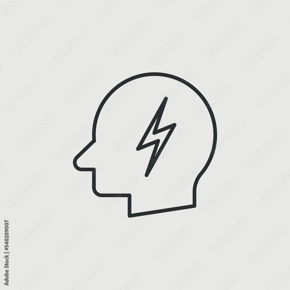 Flash in head vector icon illustration sign Flash in head vector icon illustration sign