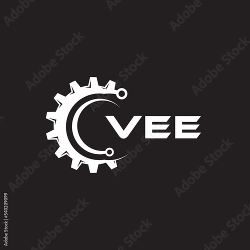 VEE letter technology logo design on black background. VEE creative initials letter IT logo concept. VEE setting shape design. 