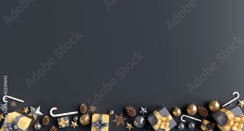 Christmas background with christmas decoration - 3d rendering