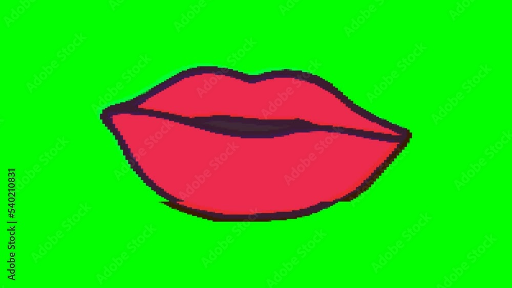 Mouth or lips with glitch effect on green background. Emoji motion graphics. Mouth or lips with glitch effect on green background. Emoji motion graphics.