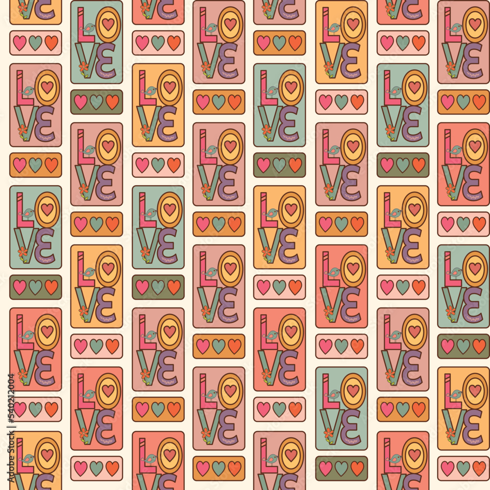 Retro love seamless repeat pattern, valentine background Retro love seamless repeat pattern, valentine background