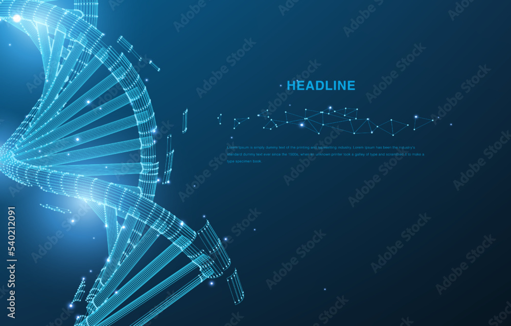 Obraz premium DNA. Abstract 3d polygonal illustration. DNA molecule. Medical science