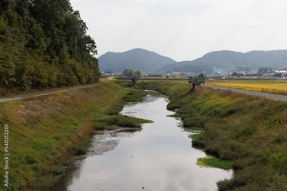 日本の岡山県総社市のとても美しい吉備路の風景