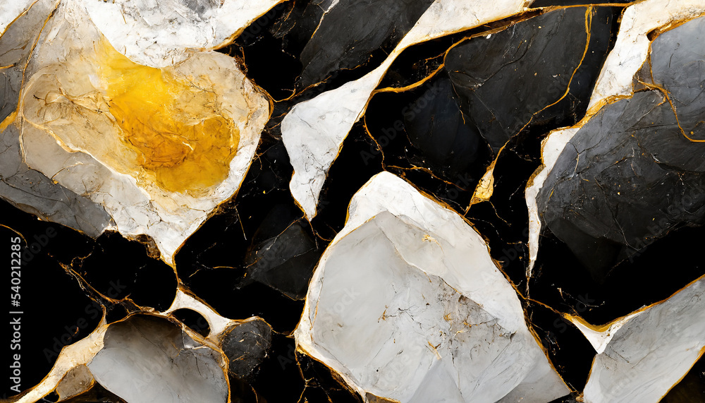 Gold and black luxurious marble textured background. Abstract design, 4k wallpaper. 3d