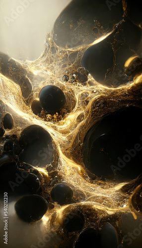 Abstract golden fractal background. Modern digital painting, 4k wallaper. 3d illustration 