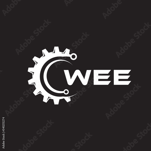 WEE letter technology logo design on black background. WEE creative initials letter IT logo concept. WEE setting shape design.

