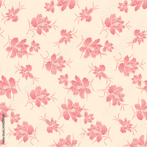 Japanese Sweet Pink Flower Vector Seamless Pattern