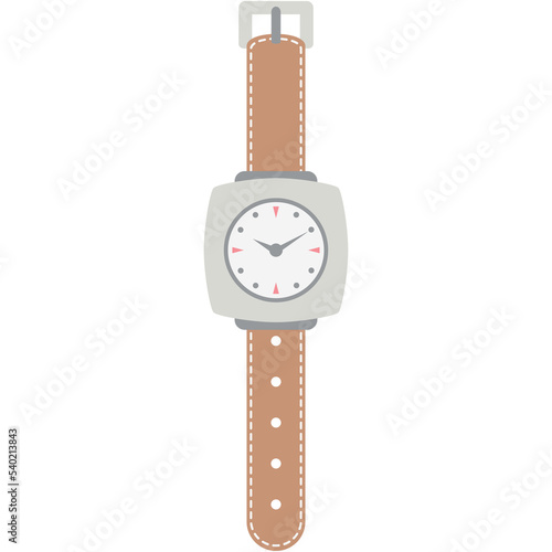 wristwatch analog classic brown leather strap watch photo
