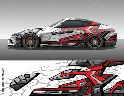 Car wrap vinyl racing decal ornament. Abstract geometric sport background design print template. Vector illustration.