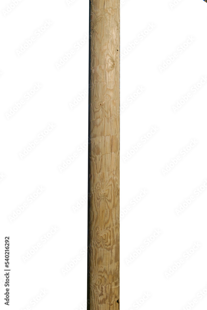 wooden pole isolated on white background - obrazy, fototapety, plakaty 