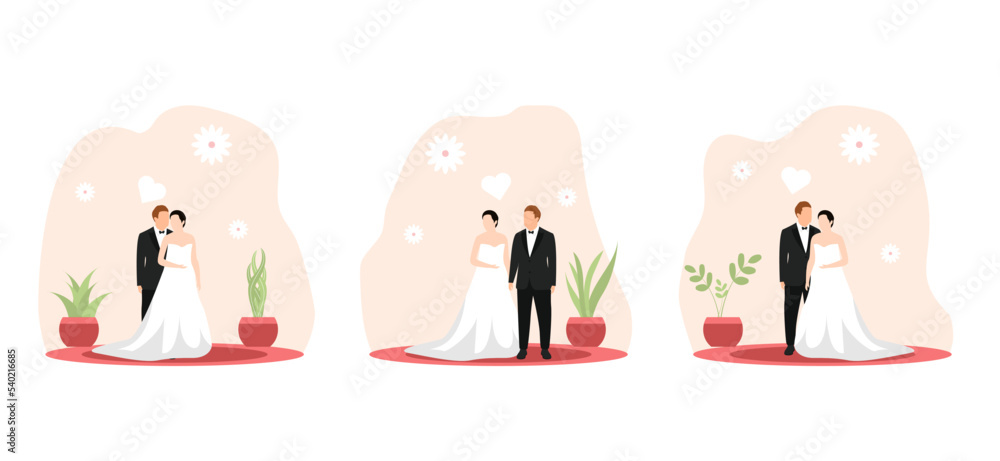 Fototapeta premium Wedding Flat Bundle Design Illustration