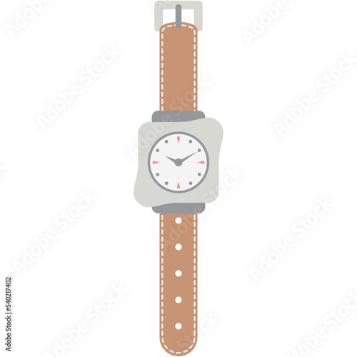 wristwatch analog classic brown leather strap watch