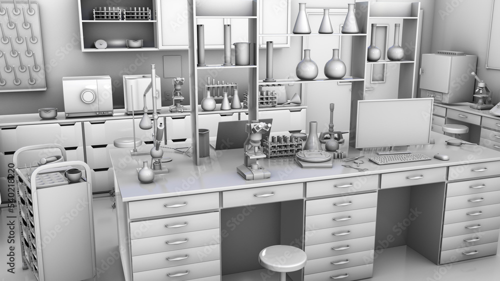 Chemical laboratory, 3D illustration Chemical laboratory, 3D illustration