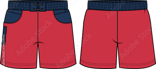 KID BOYS BOTTOM WEAR SHORTS  FRONT AND BACK VECTOR