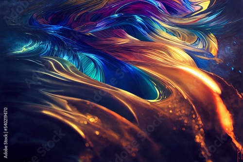 イラスト カラフル アート 流体 気体 流れ 抽象 曲線