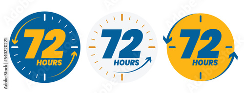 72 hour Protection. 72 hours icon. 72 hour logo. seventy two hour sign. blue and gold Vector illustration	