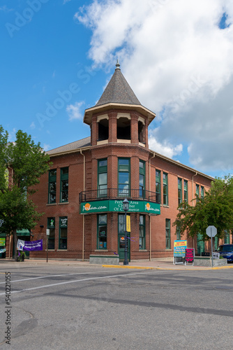 Downtown commercial buildings in Perham , Minnesota USA 