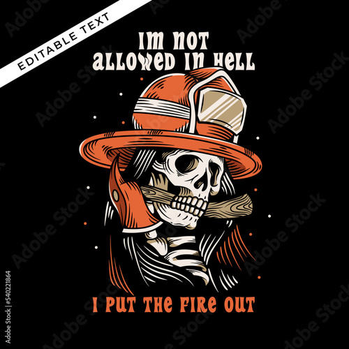 the skeleton head of the firefighter vector illustration