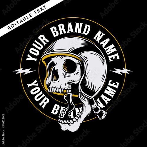 the skull head illustration uses the classic motorcycle helmet vector illustration
