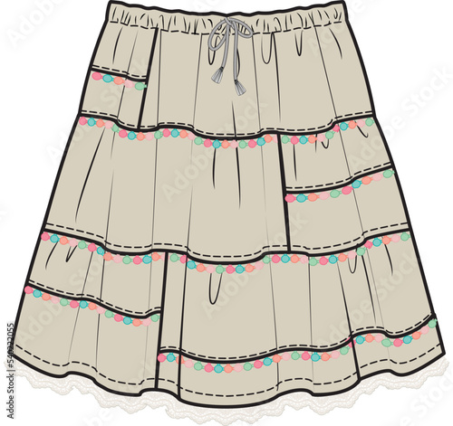 GIRLS AND TEEN BOTTOM WEAR SKIRTS VECTOR SKETCH