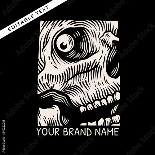 hand drawn skull face vector illustration