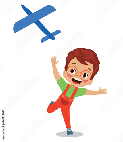 cute kids flying model airplanes