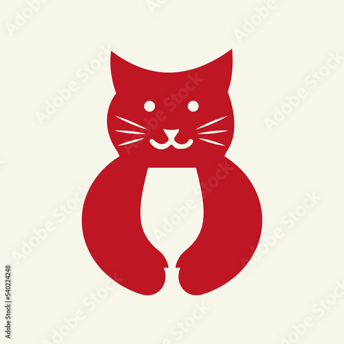 Wallpaper Mural Cat Wine Glass Logo Negative Space Concept Vector Template. Cat Holding Wine Glass Symbol Torontodigital.ca