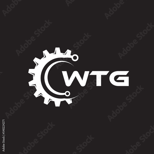 WTG letter technology logo design on black background. WTG creative initials letter IT logo concept. WTG setting shape design.
 photo