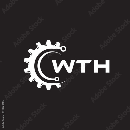 WTH letter technology logo design on black background. WTH creative initials letter IT logo concept. WTH setting shape design.
